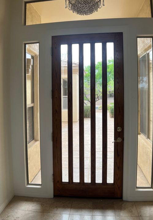 Front entry door with sidelights