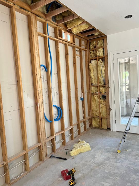 Walls stripped to the studs
