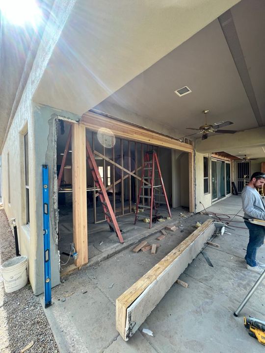 Back wall opened for new doors
