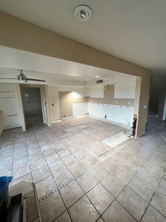 Great room and kitchen before