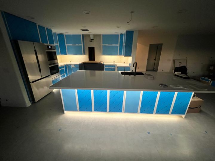 Island and cabinet wall
