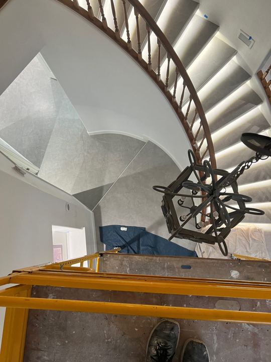 New chandelier going in over the stairs