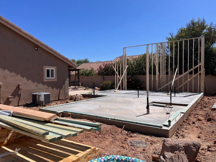 Slab poured, first walls up