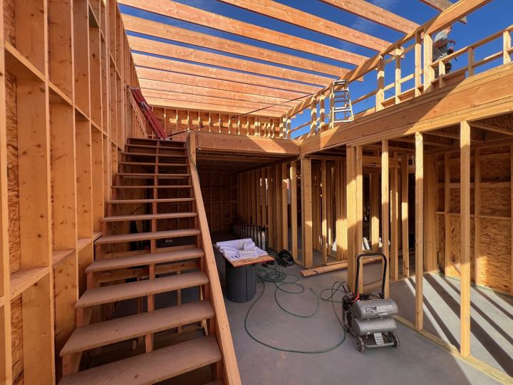 Stair and second-floor framing