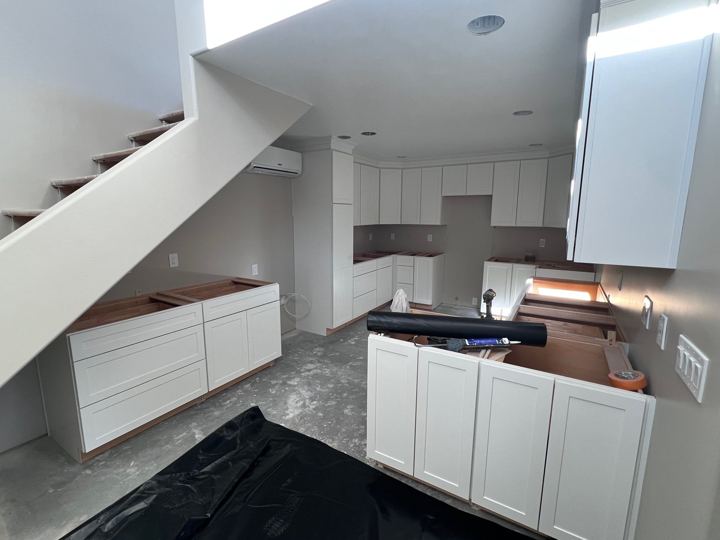 Kitchen cabinets going in