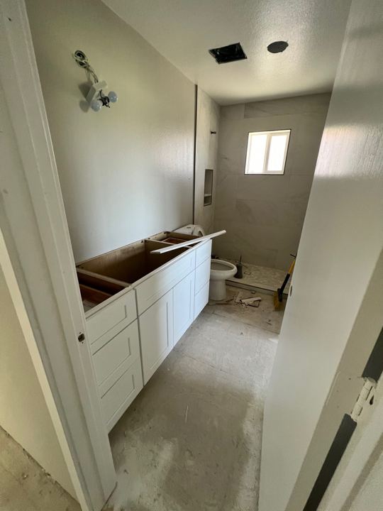 Bathroom vanity installed