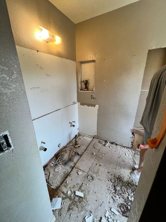 Vanity wall during demo