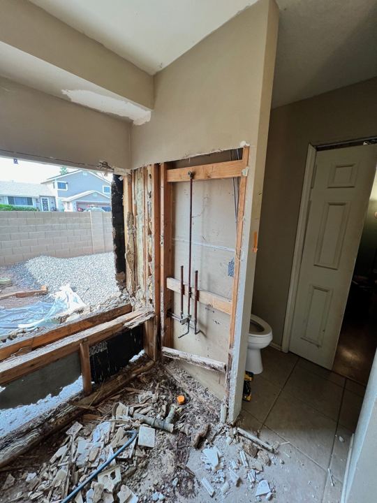 Bathroom window wall demo