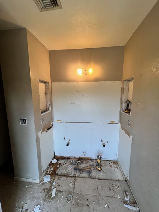 Vanity wall stripped