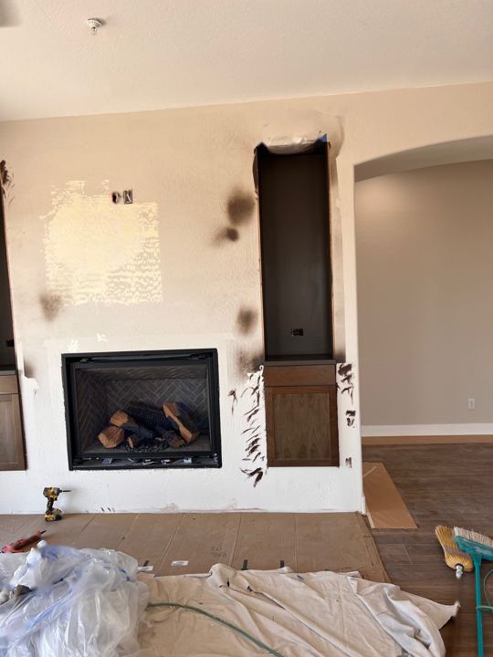 Fireplace wall ready for stone
