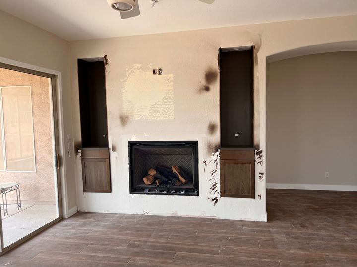 Fireplace wall from the living room