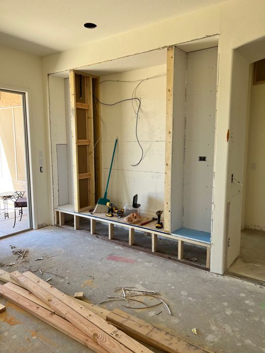 Fireplace wall framing