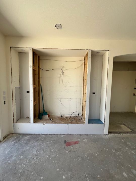 Fireplace opening framed