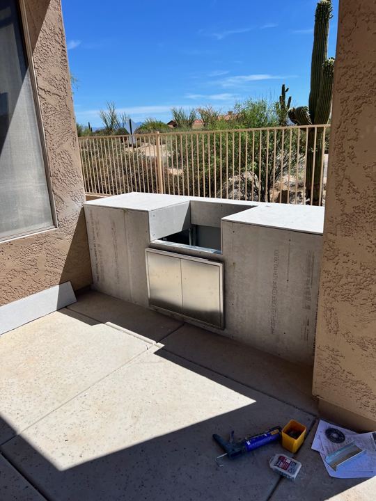 Outdoor kitchen, side view