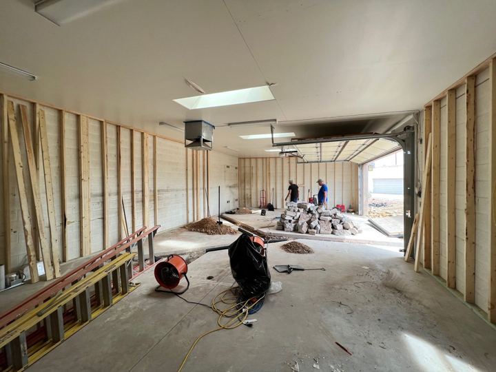 Garage door opening framed in