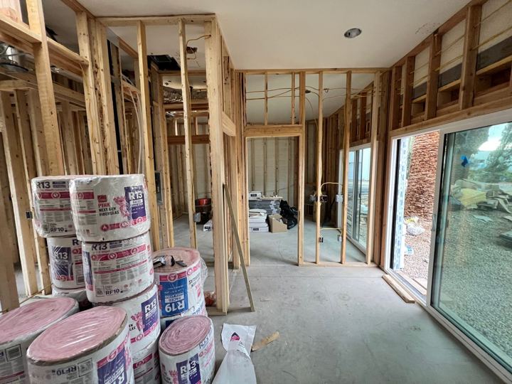 New sliding doors, insulation on site