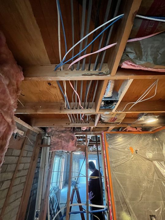 New electrical and plumbing runs