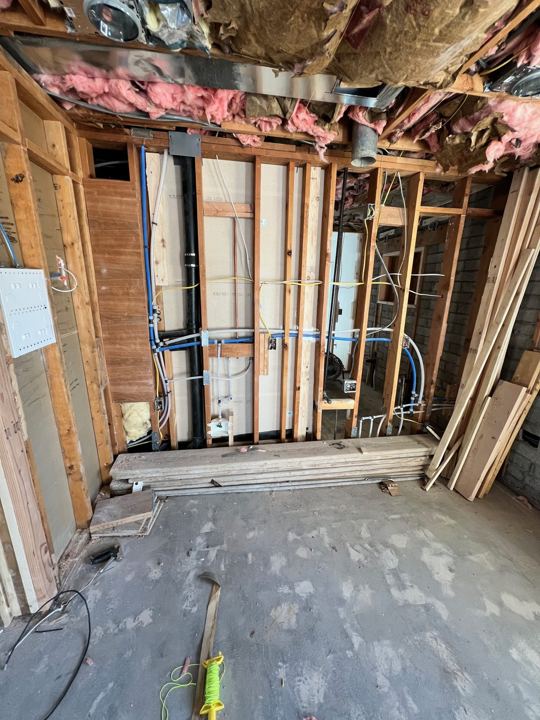 Plumbing wall rebuilt