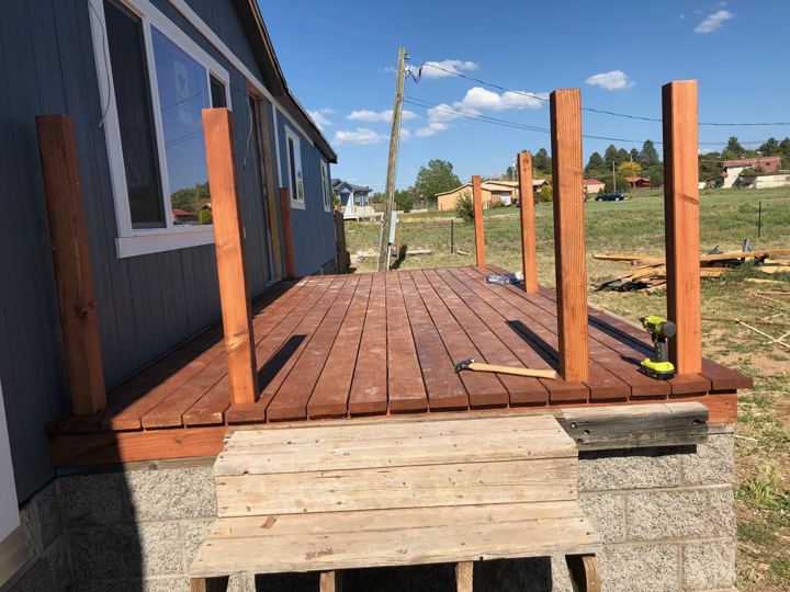 New deck with railing posts