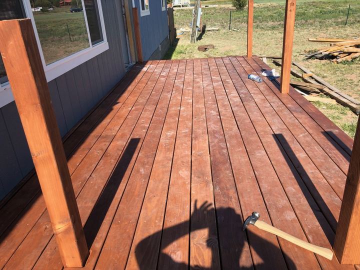 Stained deck boards