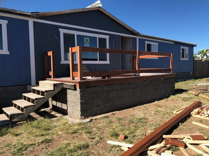 Deck railing going on